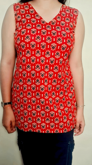 Ajrak printed pure cotton short kurti - Image 2