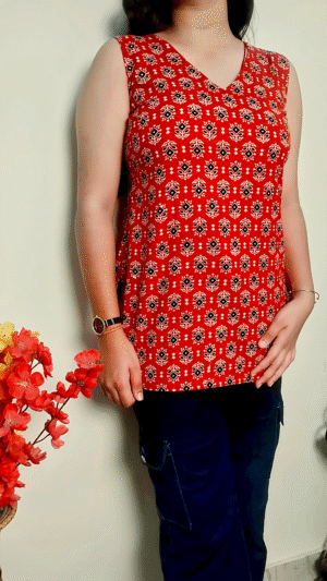 Ajrak printed pure cotton short kurti