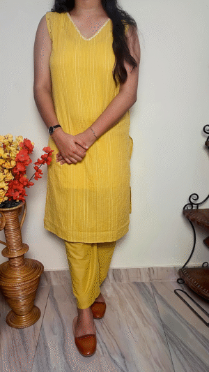 Pure cotton with kantha work kurta set - Image 3