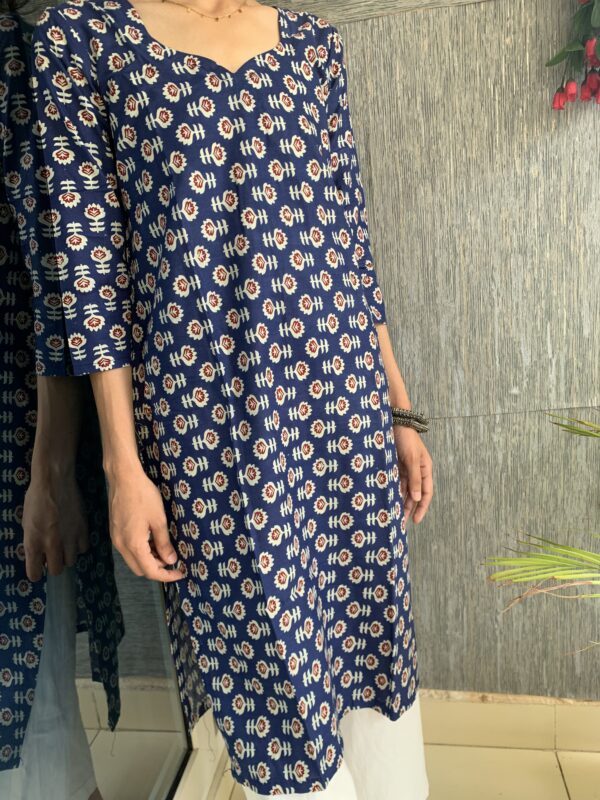 Ajrakh printed cotton single kurti