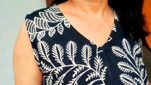 Black Leaf Print A-Line Kurti Set - Image 5