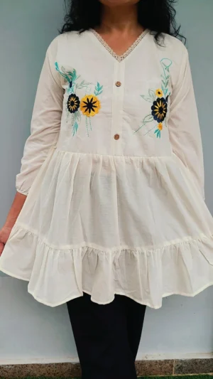 elegant off-white embroidered top - Image 2