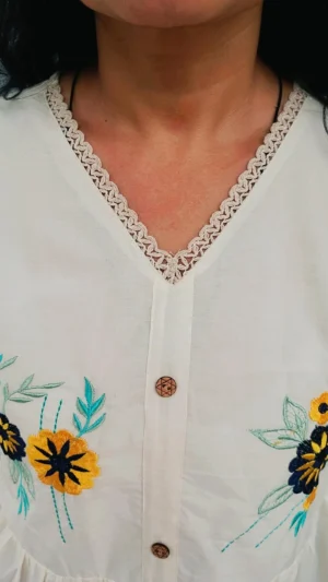elegant off-white embroidered top - Image 4