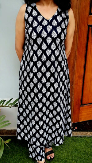 Black Handblock Print Cotton Co-ord - Image 5